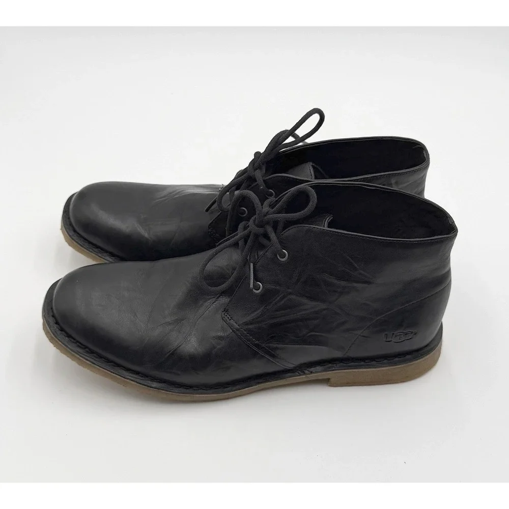 UGG 3275 Men's Leather Chukka Boots Black Lace Up Ankle Size 15 US